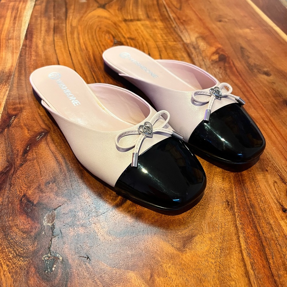 Leather Cap Toe Ballet Slip On Flats